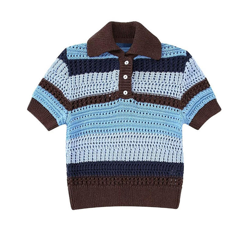 Fonds du printemps d'été Jacquard Mesh Sweater tricoté