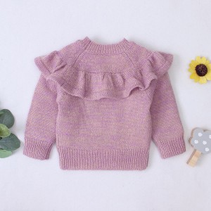 Vêtements pour bébé filles à manches longues en tricot pull d\'évasion de couleurs solides motifs de tricot de couleurs