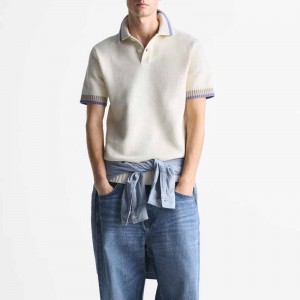 Polo Man Man Top Cotton Men en tricot Garnières à rayures légères Pulo Polo
