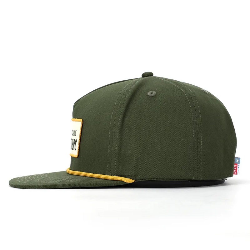 OEM Custom High Quality Classic 5 Panel Panel Army Cotton Broderie Patch Patch Logo Rope Snapback Cap