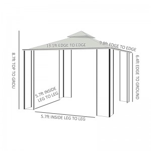 10 \\\\ \'x 13 \\\\\' Pergola de gazebo molle extérieur avec rideaux, gazebo à cadre en acier à 2niveaux pour patio, blanc crème
