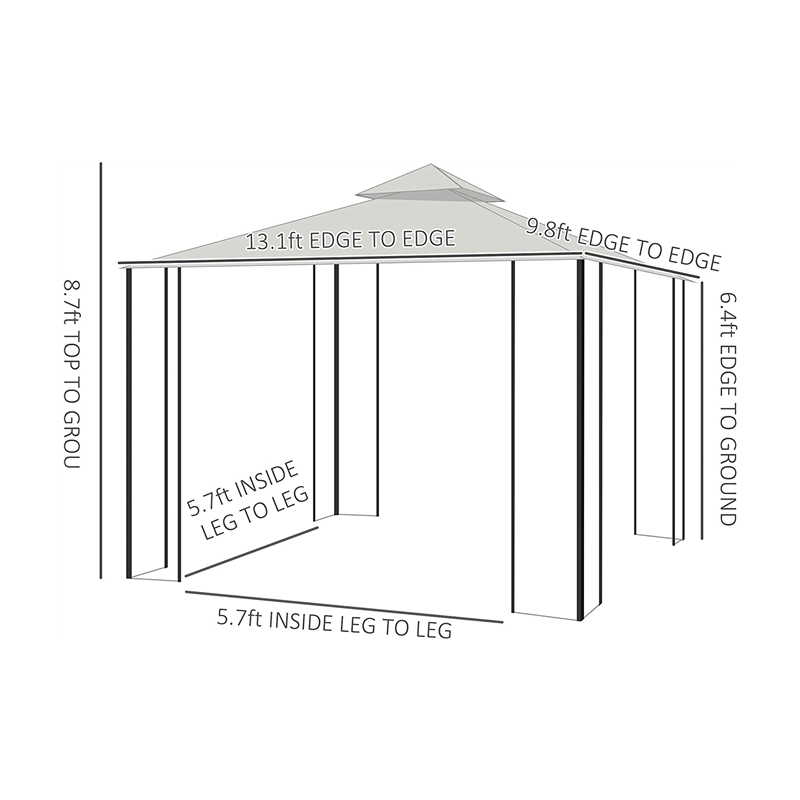 10 \\ 'x 13 \\' Pergola de gazebo molle extérieur avec rideaux, gazebo à cadre en acier à 2niveaux pour patio, blanc crème