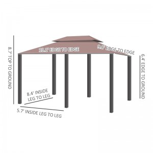 10 \\\\ \'x 13 \\\\\' Gazebo de pergola molle extérieur avec rideaux, gazebo à cadre en acier à 2niveaux pour patio, Khaki