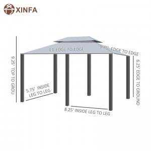 10 \\\\ \'x 13 \\\\\' Pergola de gazebo molle extérieur avec rideaux, gazebo à cadre en acier à 2niveaux pour patio, gris de sauge