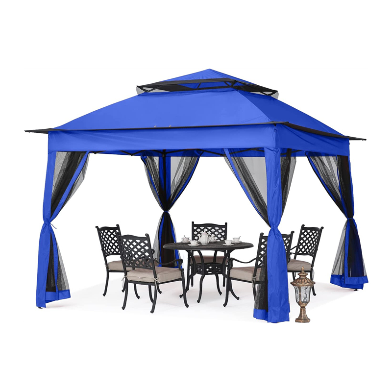 Garden Supplies Pergola Aluminium Extérieur Gazebo Activité extérieure Utilisation avec Mosquito Net, bleu