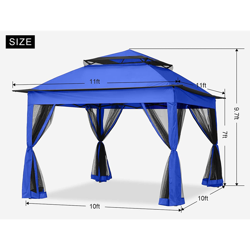 Garden Supplies Pergola Aluminium Extérieur Gazebo Activité extérieure Utilisation avec Mosquito Net, bleu