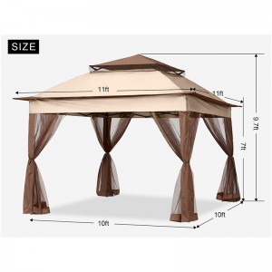 Garden Supplies Pergola Aluminium Extérieur Gazebo Activité extérieure Utilisation avec un filet de moustique, brun clair