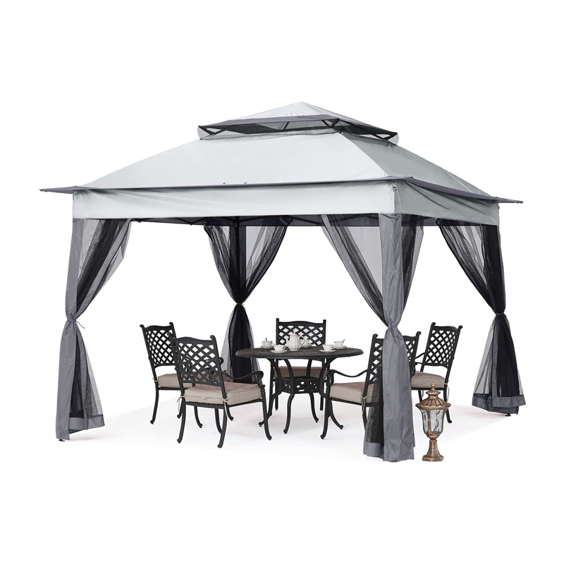 Garden Supplies Pergola Aluminium Extérieur Gazebo Activité extérieure Utilisation avec Mosquito Net, Gray