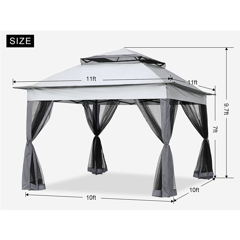 Garden Supplies Pergola Aluminium Extérieur Gazebo Activité extérieure Utilisation avec Mosquito Net, Gray