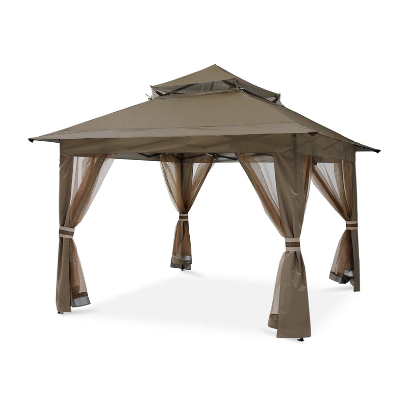 Garden Supplies Pergola Aluminium Extérieur Gazebo Activité extérieure Utilisation avec un filet de moustique, Chocolate