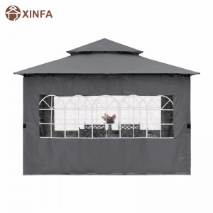 10’x10 ”Gazebo extérieur pour patio avec parois latérales de la fenêtre de l\'église, gris