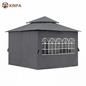 10’x10 ”Gazebo extérieur pour patio avec parois latérales de la fenêtre de l\'église, gris