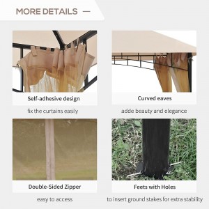 10 \\\\ \'x 10 \\\\\' Tente de canopée à gaze patio extérieur avec parois latérales en filet, auvent à 2niveaux pour arrière-cour, beige