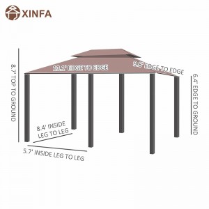 10 \\\\ \'x 13 \\\\\' Gazebo de pergola molle extérieur avec rideaux, gazebo à cadre en acier à 2niveaux pour patio, Khaki