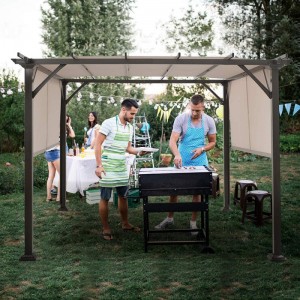 10 \\\\ \'x 10 \\\\\' Pergola extérieur, structure de teinte de meubles de patio, gazebo pergola en acier extérieur avecnuances de canopée rétractables