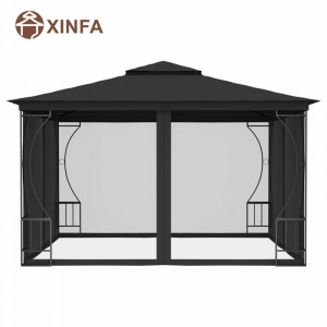 Gazébo à gaze extérieur jardin de gazebos imperméables avec un filet de moustique à quatre côtés,noir
