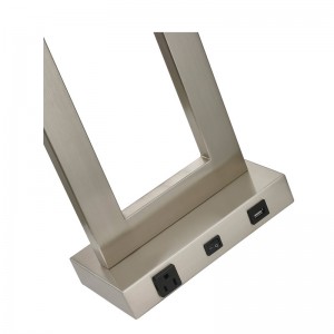 Gatsby One Light Table Lampe avec finitionnickel brossée, un interrupteur à bascule sur/off, une prise pratique et un port USB