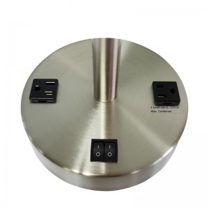 Lampe de table de table de chevet de finitionnickel à style simple brossé avec un interrupteur à rocker twin sur/off et deux sorties pratiques à la salle d\'or