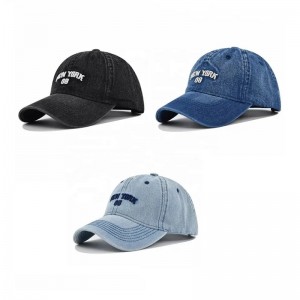 Logo personnalisé de haute qualité lavé en détresse 100% coton 6 panneau brodé Bill Old Cowboy Baseball Cap en jeans