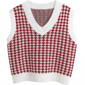 Modèle en tricot pull gilet sans manches lâches en V