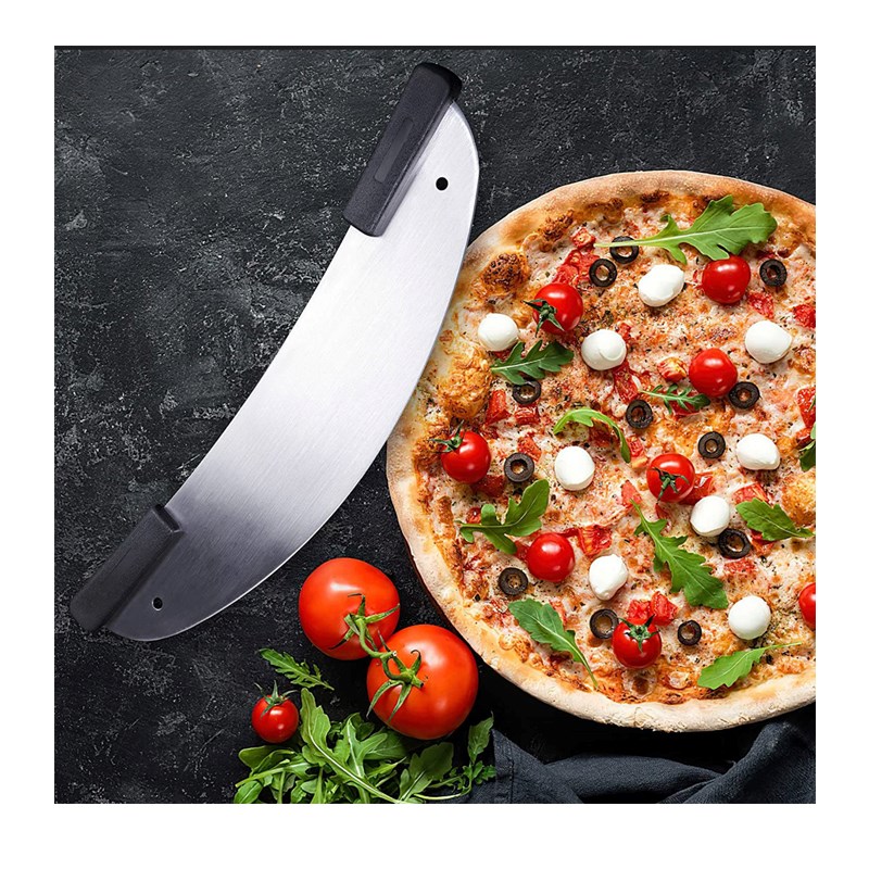 Pizza en acier inoxydable de 20 pouces, pizza à pizza Rocker à pizza pour la manche en plastique de cuisine.