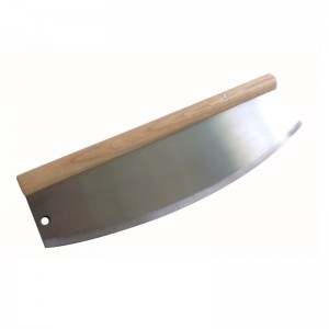 China Factory 304 Pizza Pizza Pizza Pizza Pizza Slicer Pizza Rocker avec poignée en bois