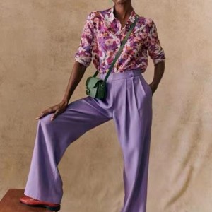 Nouveau motif moderne élégant français moderne en soie et en coton à manches longues à manches longues à manches longues