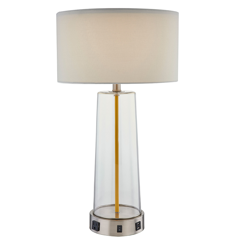 Home2 Hotel Glass Table Lampe avec un interrupteur à bascule sur/off, une sortie pratique et un port de chargement USB à Hotel Gurnal