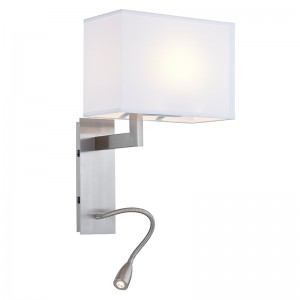 Hospitality Hotel Wall Galce avec finition ennickel brossé et ombre de tissu rectangulaire à l\'hôtel Typech Grening chambre