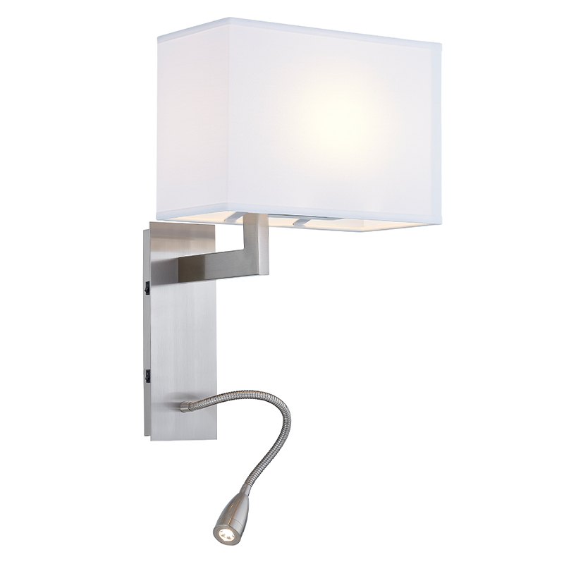 Hospitality Hotel Wall Galce avec finition ennickel brossé et ombre de tissu rectangulaire à l\'hôtel Typech Grening chambre