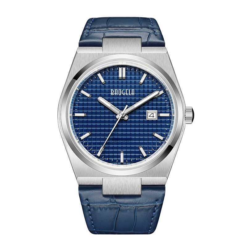 Baogela 40mm Men Hommes Montre des affaires Quartz sport décontracté en cuir authentique montre 50tm Horloge mâle imperméable Relogie Masculino 22802