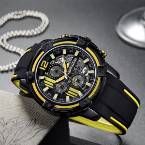 Baogel Men \\\\\'s Black Silicone Strap Quartz Quartz Watches Chronograph Sports Quatre
