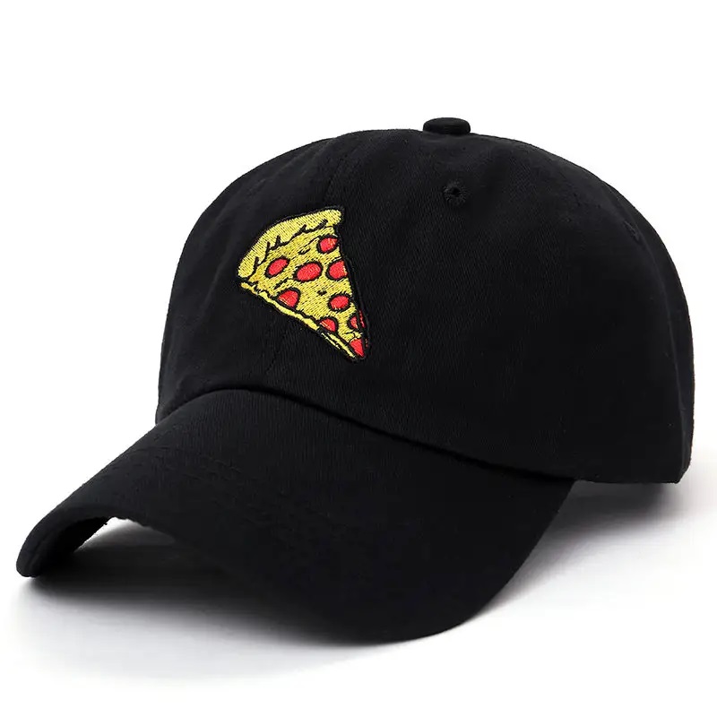 Nouvelle pizza broderie camionneur de casquette papa coton pour femmes hommes ajusté de taille de baseball casquette de sport extérieur chapeau de soleil