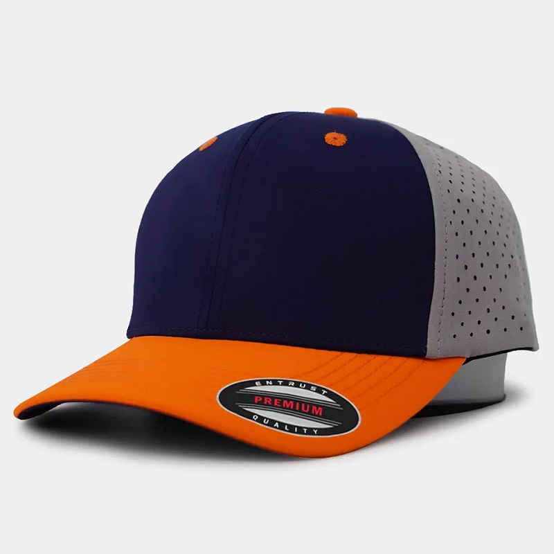 Custom High Quality 6 Panneau Logo Logo Curbe Bill Perforated Dad Hat, Capre de baseball à trous à trous coupé laser résistant à l'eau
