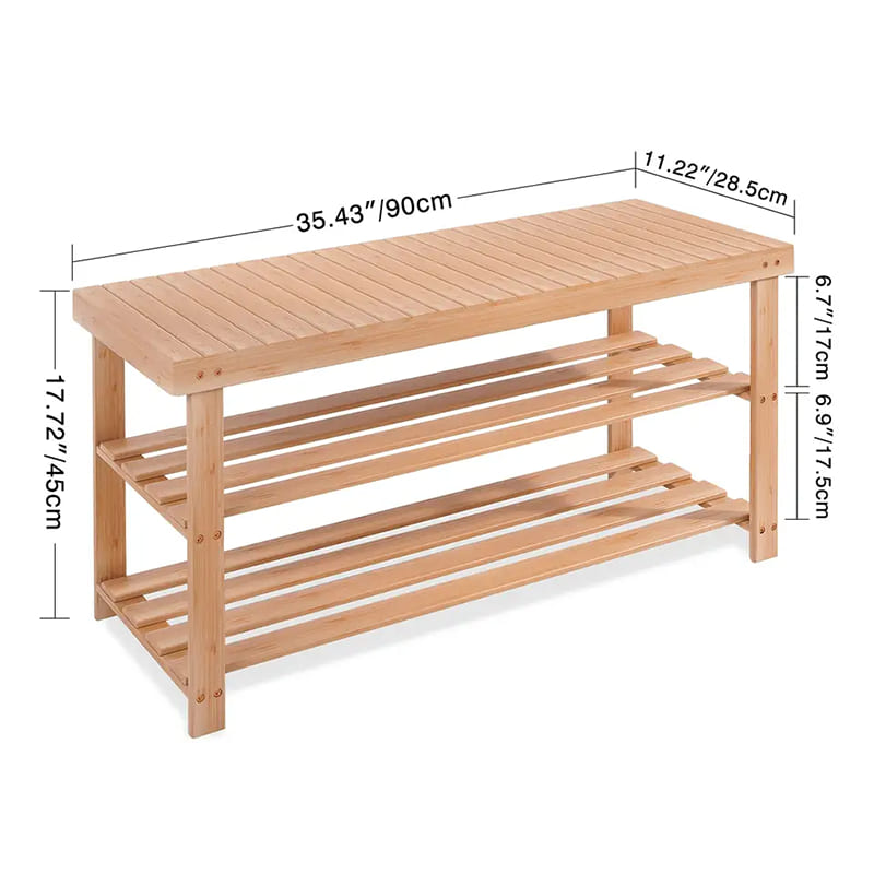 Banc de rack de rack de rangement d'entrée au 3ème étage en bambou