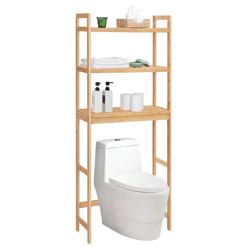 Organisateur de cabinet de salle de bambou personnalisable à 3niveaux sur l'étagère de rack de rangement des toilettes