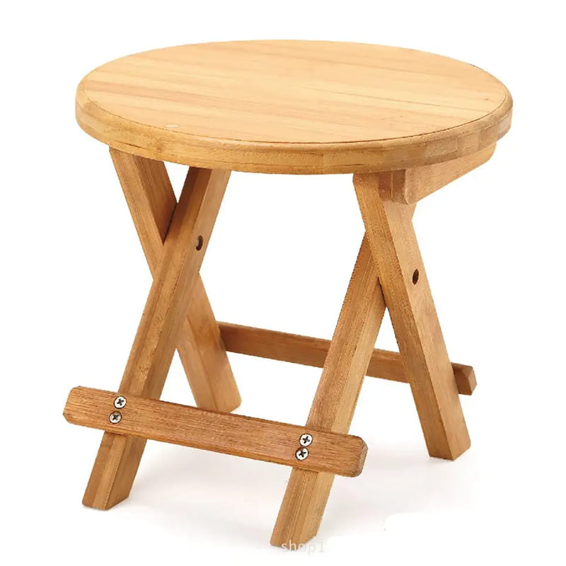 Tabouret de bambou pliable multifonctionnel pour douche de pêche, jardin et patio (rond)