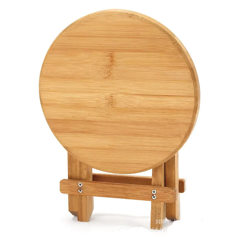 Tabouret de bambou pliable multifonctionnel pour douche de pêche, jardin et patio (rond)