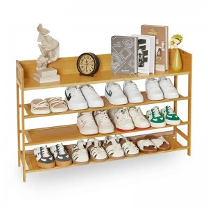 Corridor polyvalent et rangement de rack de chaussures en bambou à placard
