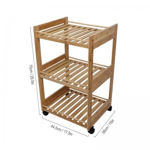 Véhicule multifonctionnel à trois couches Cadre de chariot portable en bambou