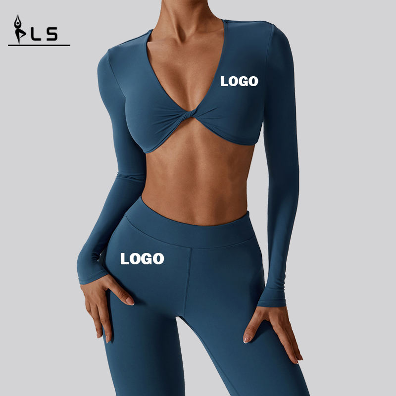 SC1078 Crop top legging costume 2 pièces usure de gym de fitness costume de yoga pantalon pantalon flare legging yoga