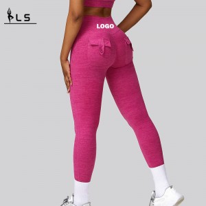 SC1093 Women Workout Leggings High Taist Workout Scrunch Butt Leggings avec poches