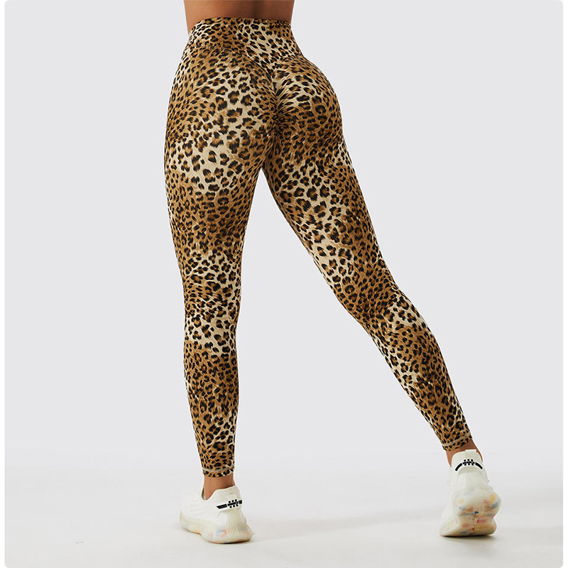 SC10112 Primpard léopard à imprimé haute taille Leggy Femme Scrunch Bum Bum Legga Pantalons de yoga