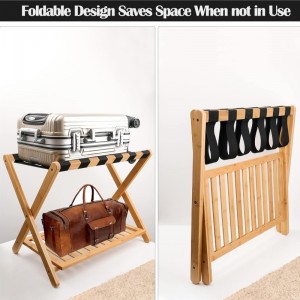 Stand de valise pliable en bambou pour hôtel de chambre à coucher d\'hôtes