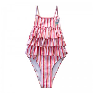 Robe à gâteau imprimé à rayures en une seule pièce Swim de bain bébé