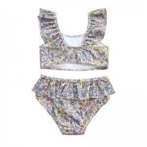 Swimsuit des enfants floraux à deux pièces à volants