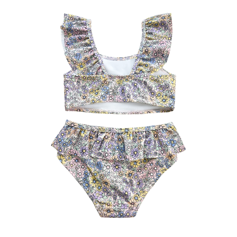 Swimsuit des enfants floraux à deux pièces à volants