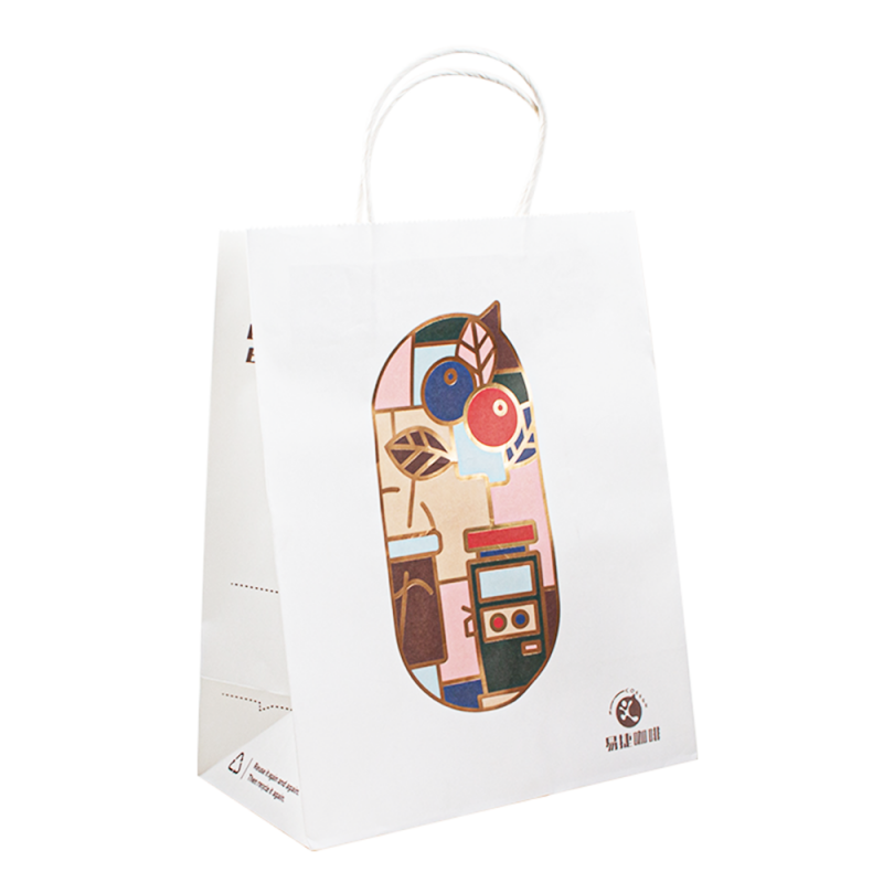 Sac en papier Kraft recyclable personnalisé avec votre propre logo, sac en papier commerçant personnalisé pournourriture avec poignée