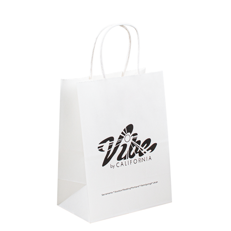 Sac en papier Kraft recyclable personnalisé avec votre propre logo, sac en papier commerçant personnalisé pournourriture avec poignée