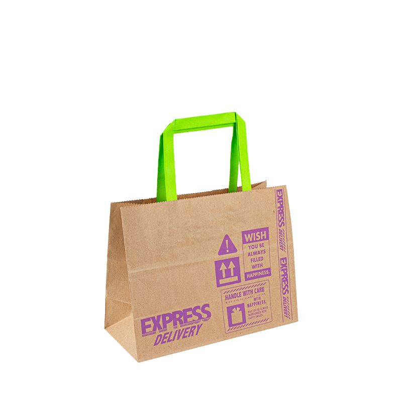 Imprimé personnalisé votre propre logo Brown Kraft Gift Craft Broft Bag Sac à commerce avec poignées avec des poignées